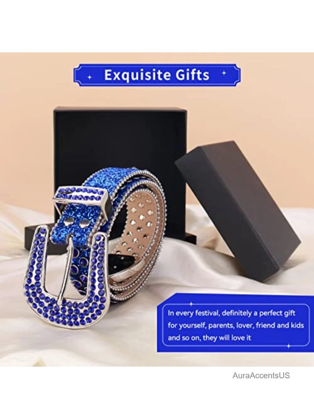 Rhinestone Western Belt Men Women Bling Crystal Diamond Studded Belts